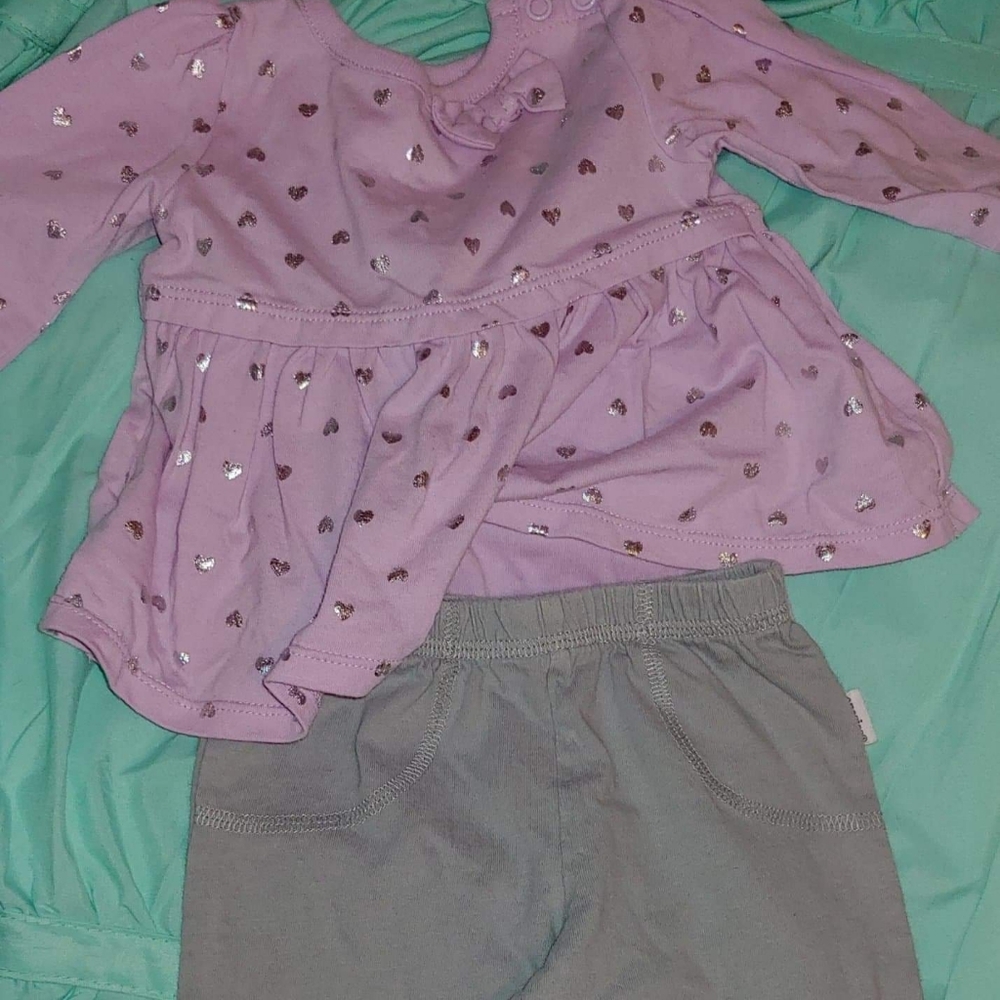 Garanimals purple onesie and gray pants